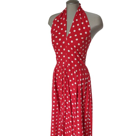 Vintage Dresses & Skirts - Vintage Red and White Polka Dot Dress with Long Skirt - Small